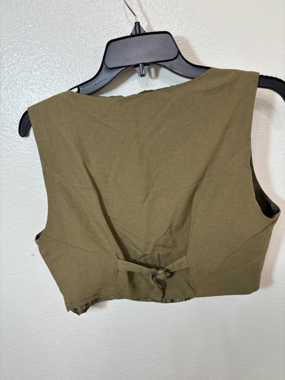Zara Olive V-Neck Cropped tailored chic Button Vest - Picture 4 of 6